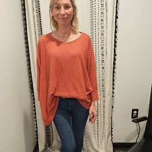 LA MIEL Women's Rust Knit Tunic Oversized